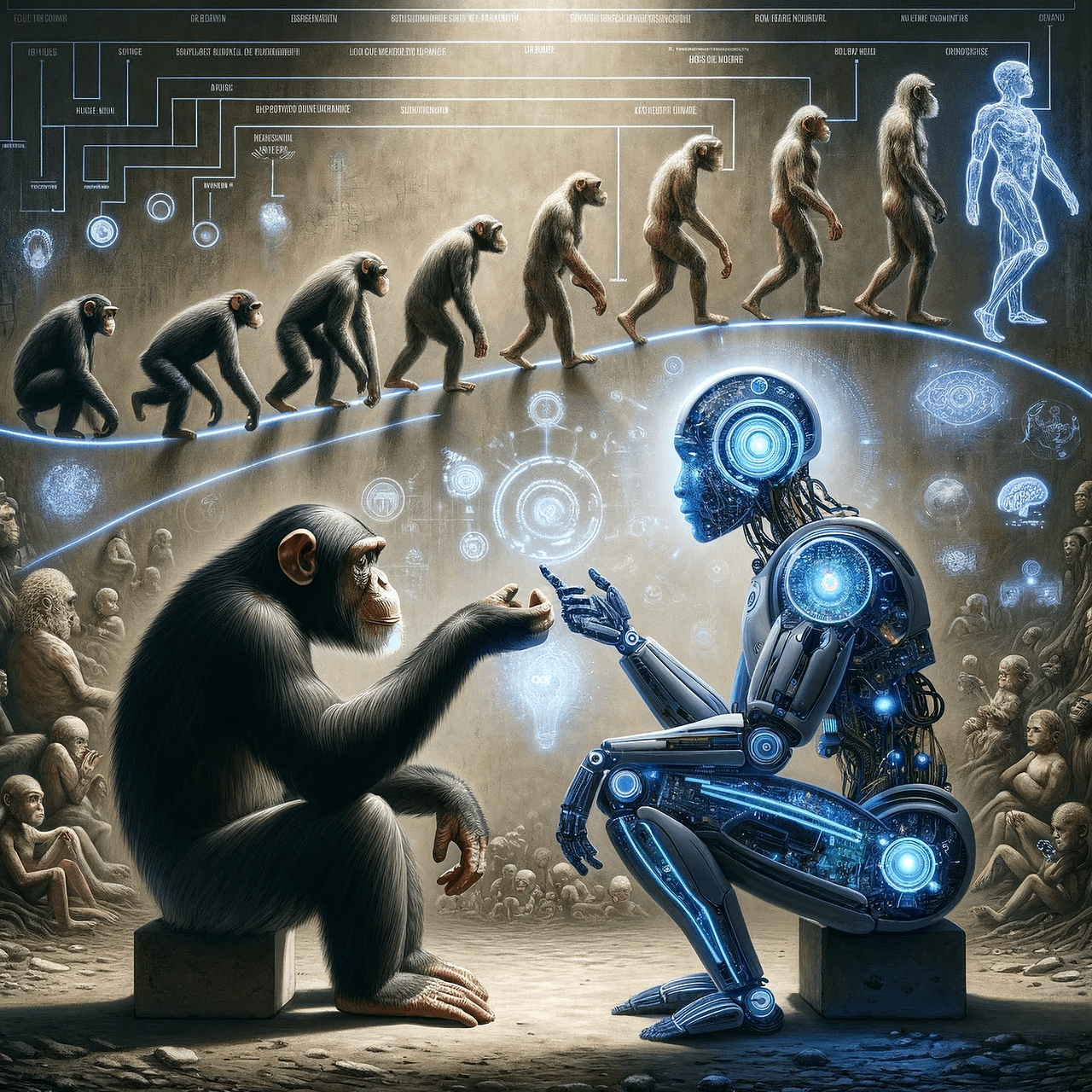 ai generated, evolution, robot, technology, future, futuristic, robotics, cyborg, android, sci-fi, primates, evolution, evolution, evolution, evolution, evolution